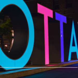 Art Climate Change Action page, Picture of Ottawa letters sculpture.
